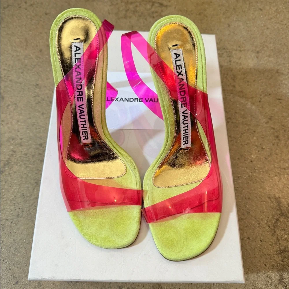 Alexander Vauthier - Suede Lime Slipper Crystal Thong Heel 
Size 37 - Picture 2 of 5